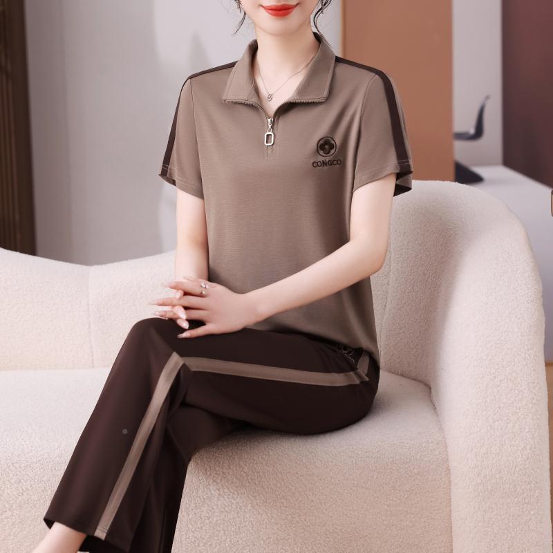 妈妈夏装运8991529动套装新中年人短袖衣女奶奶夏季衣上款服两老