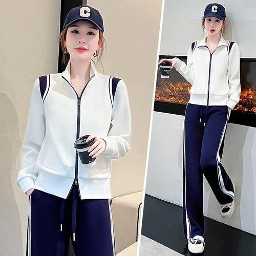 高档运动套装女春新款休闲宽洋松显秋裤瘦时尚4-9875气卫衣卫两件