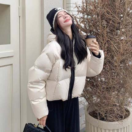 保米白白色韩系暖B189-278泡芙羽绒女冬季新款慵懒风鸭绒连服帽外