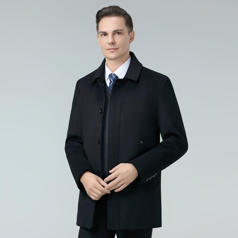 秋冬脱款年男士羊绒呢大衣新可羽绒内胆外套中男羊毛2336呢子翻领