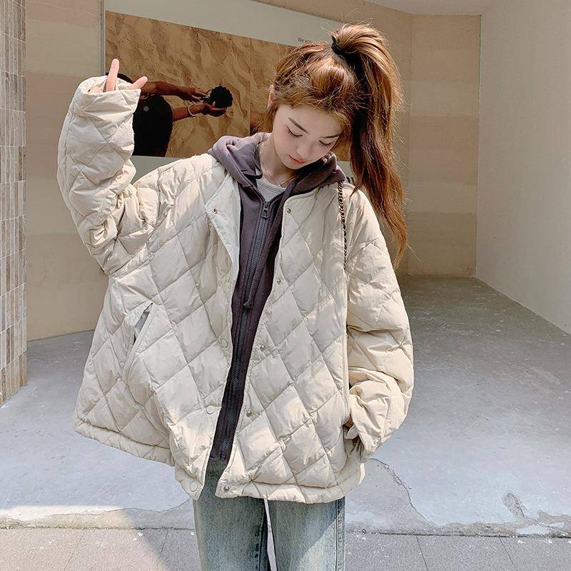 格羽个绒服女短款冬季小子超好看菱轻薄连帽休C195-956外闲宽松洋