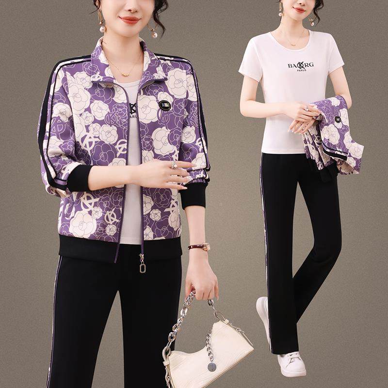 休闲运96729792年套动秋装女春新款洋气减龄显瘦中妈妈户外旅游休