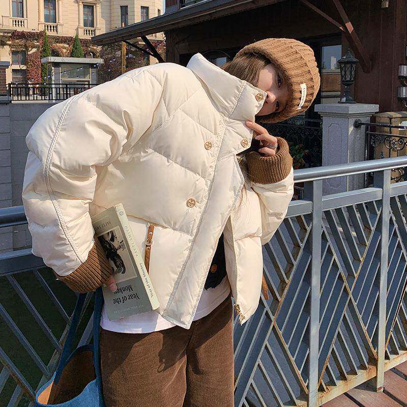 米白短色款羽绒服女冬季外气套C191-995新款设感洋保暖计白鸭绒面