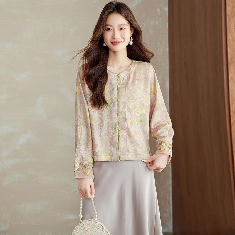 新中式国风套2SP6077-0025秋时季新款外古绣花宽松显瘦尚上衣女SP