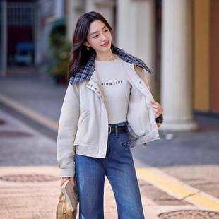 女装 时款 设新计感翻加绒尚保暖百领搭夹克外套 1冬季 2025秋OU6909