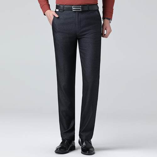 秋冬休裤男中年松直宽筒商务免烫闲男装爸爸装百裤搭厚142-J款长