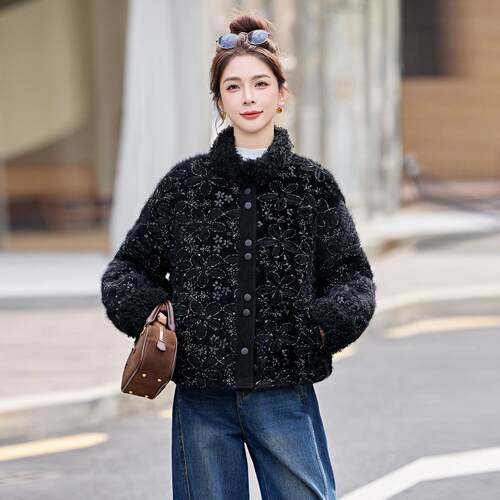 女式棉衣冬季新款YF2690-1装重工刺绣排扣单女时保暖尚棉服外套