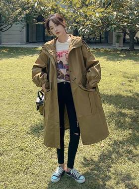 灰色工装风衣外C226-H16套女长感款春秋宽显瘦闲气质设计炸街松休