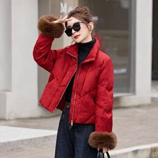 新式国风设计短羽绒感服款冬季ZAI8177A新中款显瘦白鸭绒气质保暖