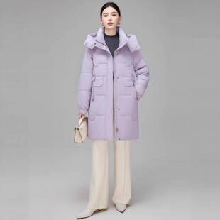 正品高档绒服女中长款羽加白厚绒中鸭青年71-622妈妈装显瘦羽绒衣