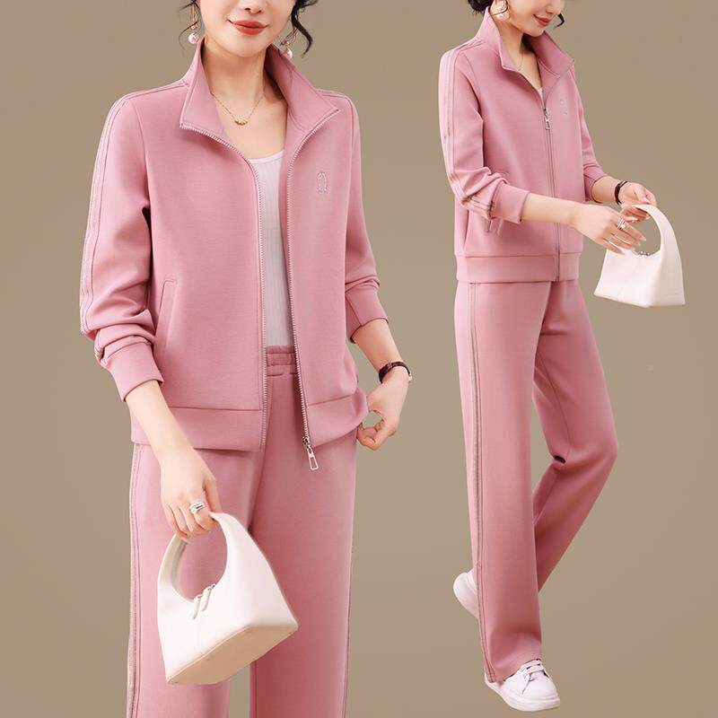 新款时尚休闲运动9678922套装瘦女春开衫气洋减龄显连帽卫秋衣两