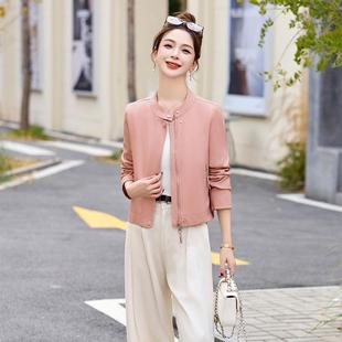 季新款皮短外套女小个GDD休闲立春领子夹克女皮式衣