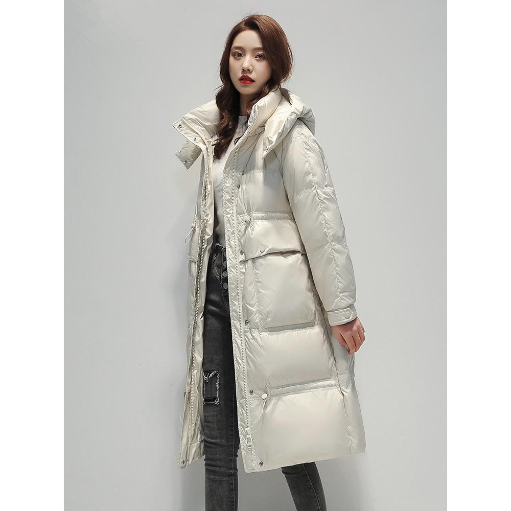 专柜可YSE20218拆卸帽中长品款羽绒服女新牌款韩版时尚加厚白鸭外