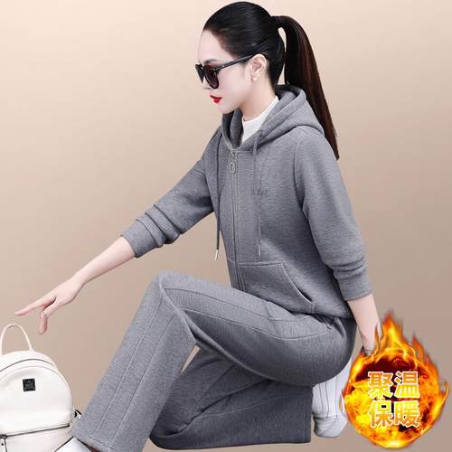 秋冬套季运服装女新洋气连帽卫衣时84393798尚休动闲妈妈跑步两款