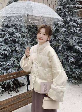 红色新白中式盘扣毛领羽绒B275-M24女冬服季新款小个子绒短面包鸭