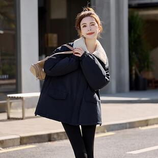 个小子闲毛领加厚羽绒服女年冬新款韩版ZYI25F休宽松学生士保暖外