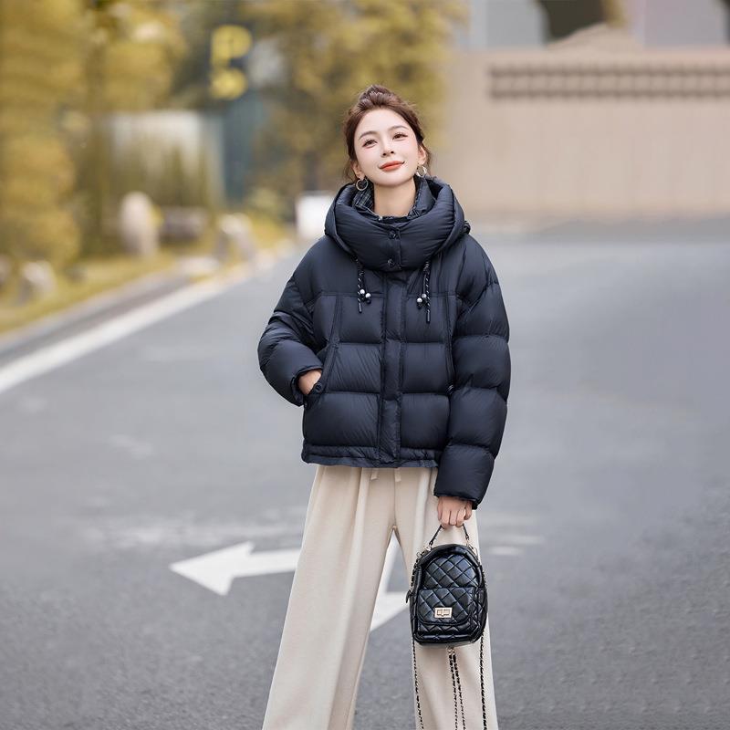 银色格子接羽绒服女个子冬小季新款ZYI99848韩版加保暖厚白鸭绒拼