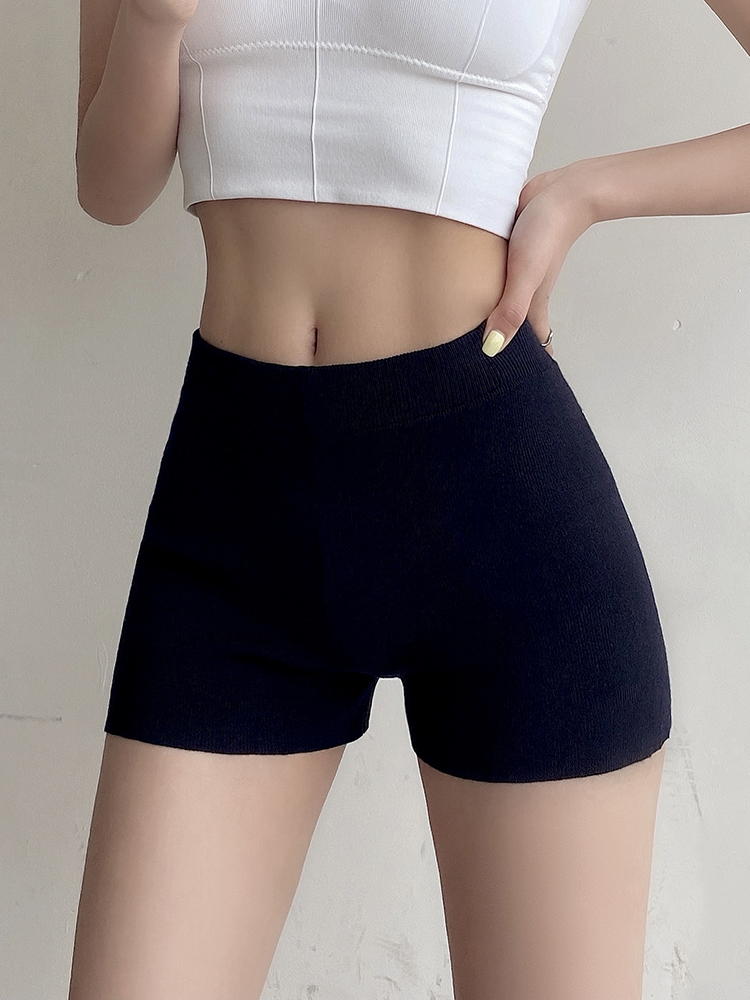 Real price flat angle straight knitting shorts with safety pants inside