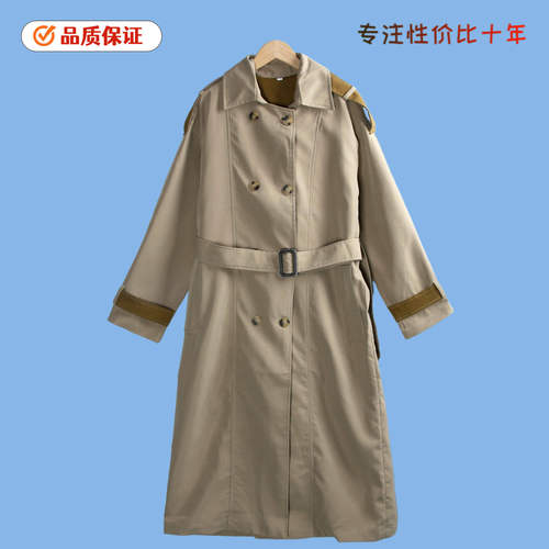 6208长款风衣 春季翻领双排扣时尚拼接显瘦腰带气质长袖派克外套