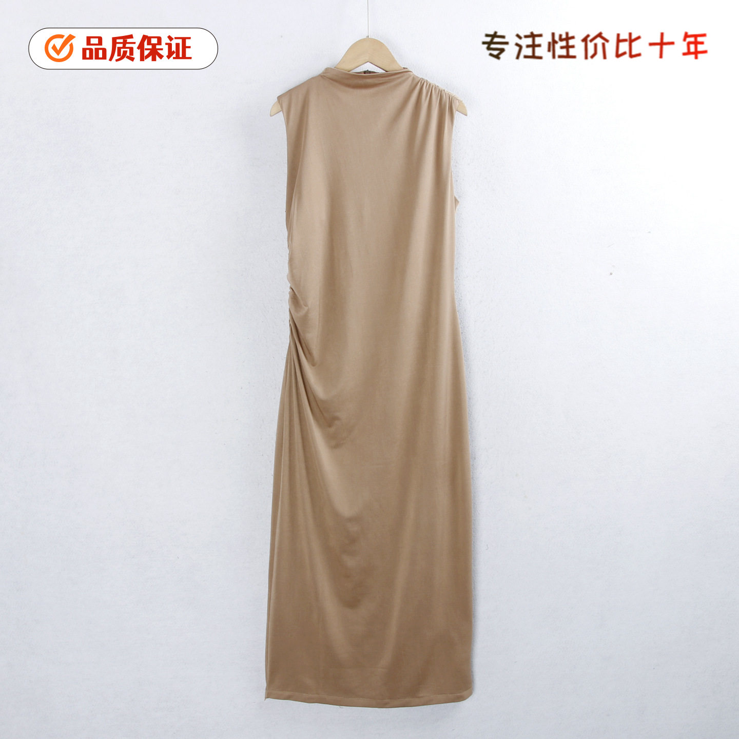1586无袖长裙 夏季立领褶皱连衣裙