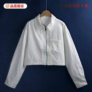 6215外套 春季翻领新款拉链时尚短款百搭修身纯色长袖外搭衫女装