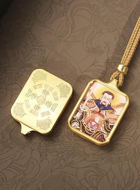 道家唐卡随身小吊坠手绘描金仙尊