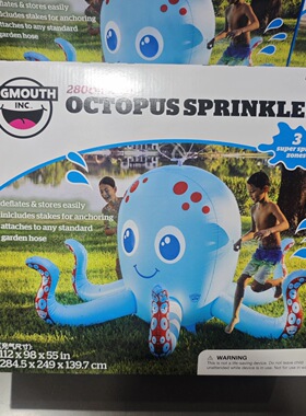 山姆代购bigmouth喷水充气章鱼大型室外公园玩水夏户外戏水玩具