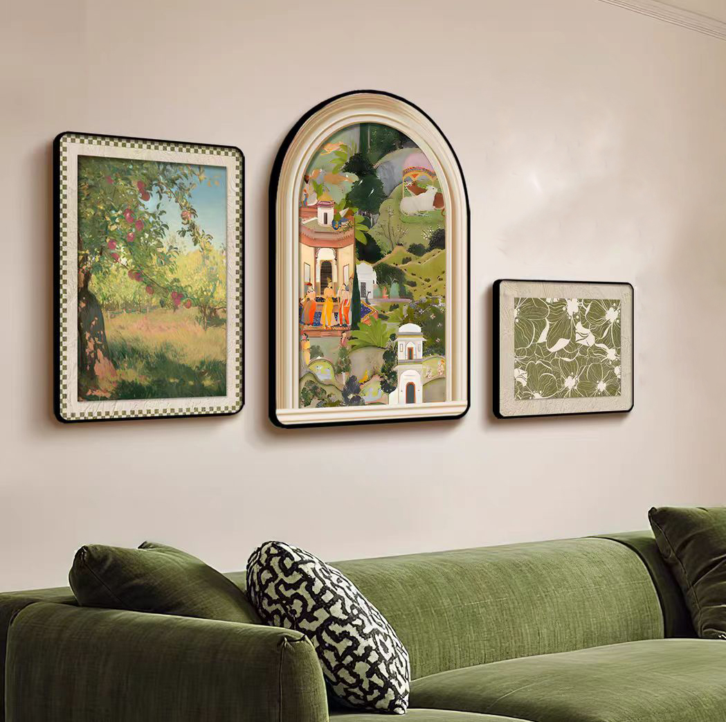 法式复古客厅装饰画中古风创意组合沙发背景墙挂画卧室餐厅壁画