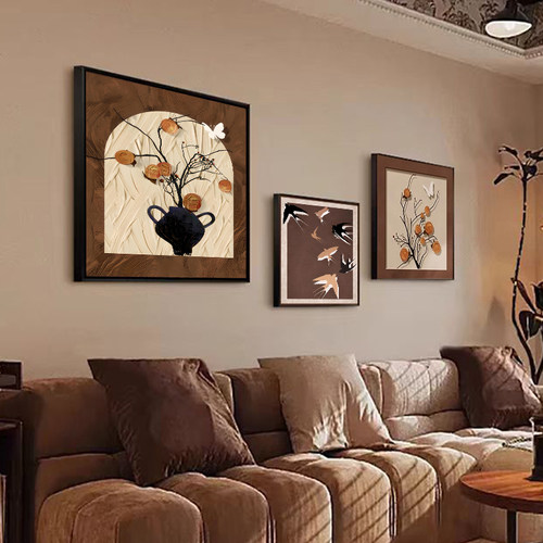 高级感2025新款中古风客厅沙发背景墙装饰画复古餐厅壁画卧室挂画