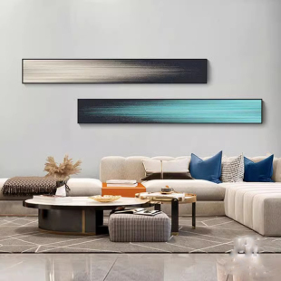 床头卧室横版装饰画现代简约客厅壁画沙发背景墙轻奢细窄长条挂画
