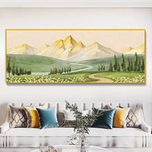 日照金山横幅客厅装饰画山水风景挂画北欧原木风沙发背景墙画壁画
