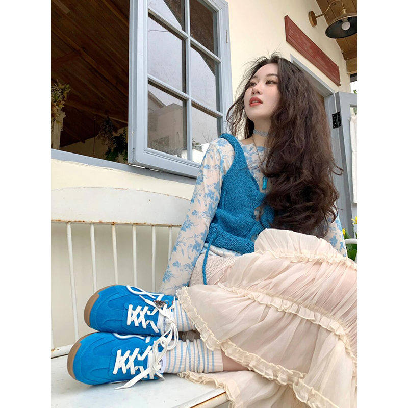 单/两件套可盐可甜网纱薄款防晒上衣+设计感流苏毛线背心+半身裙