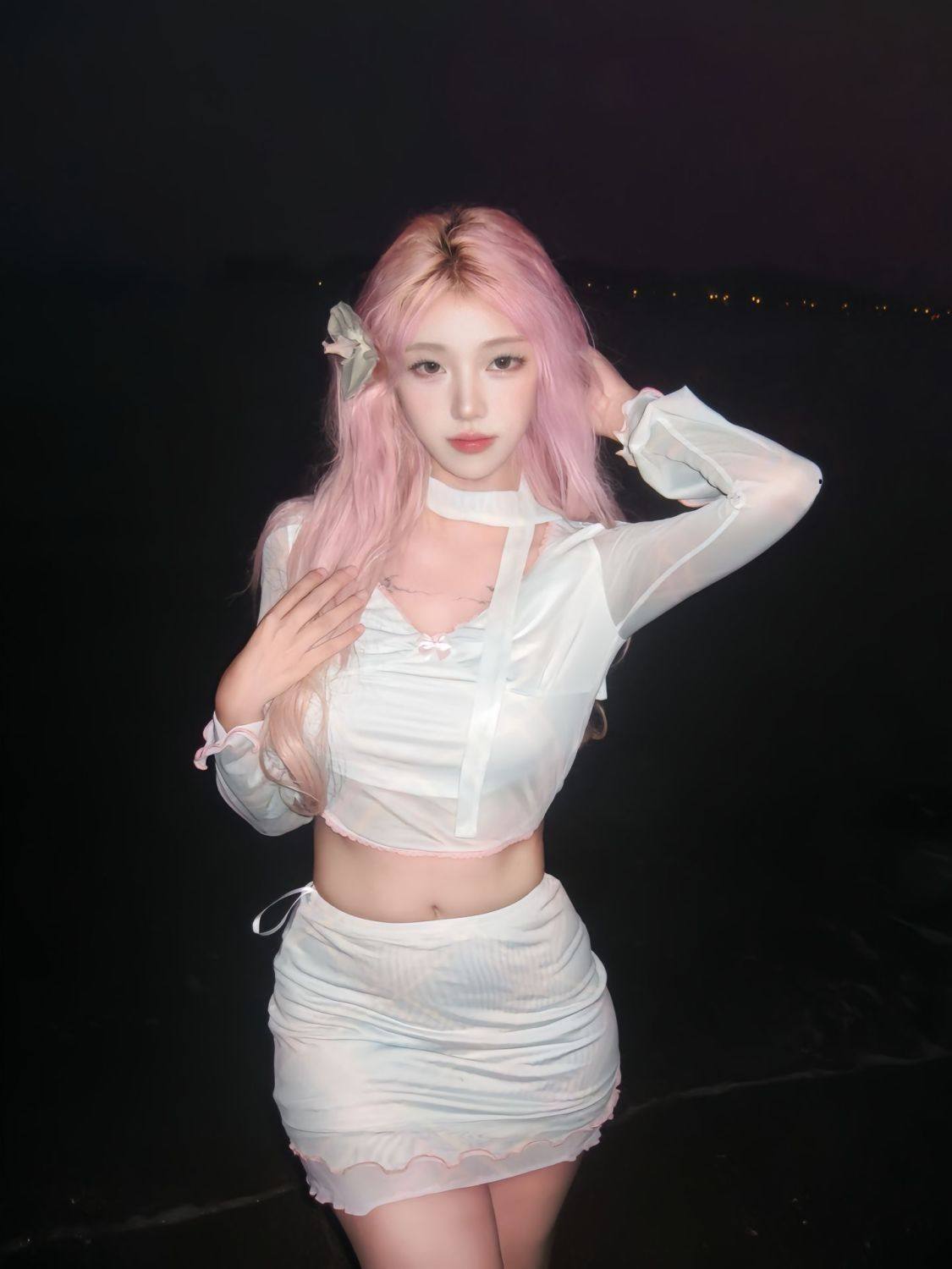 美式性感蕾丝网纱长袖t恤春夏薄款防晒上衣格纹包臀短裙两件套女,女装/女士精品,时尚套装,淘宝优惠券,粉丝福利购,淘宝优惠卷