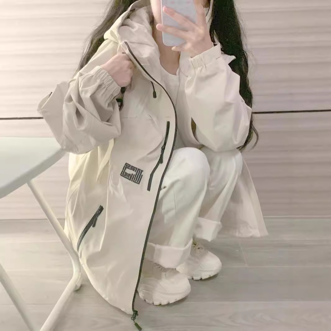 美式连帽冲锋衣女春秋新