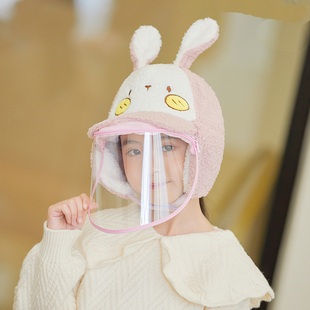 儿童帽子秋冬季骑车防风面罩卡通护耳保暖帽男女童防寒加厚棒球帽