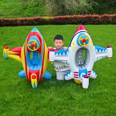 水上充气加厚防侧翻飞机坐圈游泳圈宝宝漂浮玩具1-6岁战斗机浮船