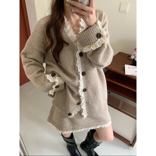 半身裙套装 3th 温柔蕾丝边针织开衫 早春新款 ZY3913 Morning