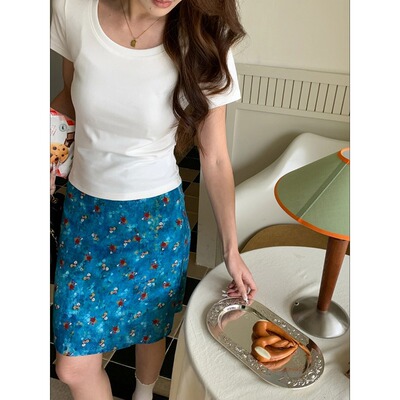 3th Morning 淡人舒适区 简约百搭U领修身显瘦短袖T恤ZY4016