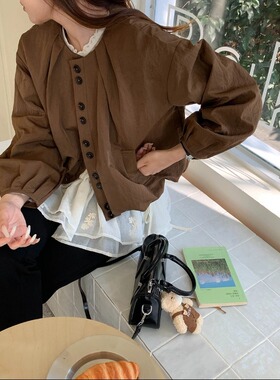 3th Morning 早春新款 韩系压褶圆领花苞短款夹克外套ZY3849