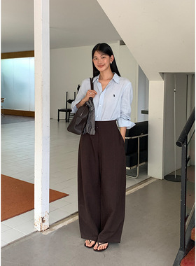 木兰 松弛感阔腿裤2025十三行秋季新款韩版高腰显瘦时装长裤55855