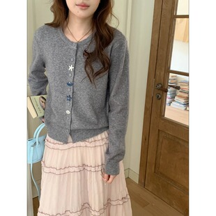 海星贝壳纽扣圆领显瘦针织开衫 早春新款 ZY3937 Morning 3th