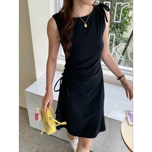 小众抽绳收腰显瘦背心连衣裙ZY3752 清冷黑天鹅 3th Morning