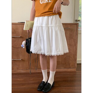 松紧高腰蕾丝拼接蛋糕半身裙ZY4001 温柔芭蕾风 3th Morning