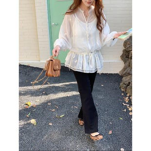 衬衫 3th 温柔风刺绣荷叶边透视长袖 早春新款 ZY3850 Morning