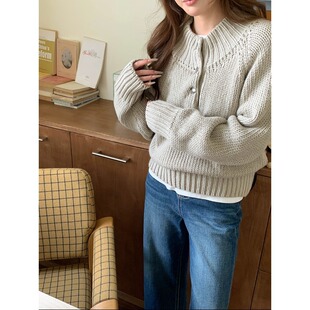 慵懒铁扣半高领宽松毛衣针织衫 早春新款 ZY3889 Morning 3th