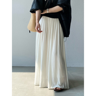 江左 100莱赛尔百褶长裙 垂坠感气质优雅半身裙百搭高腰天丝F666