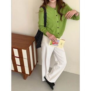 ZY3956 韩系少女感慵懒风肌理感圆领针织开衫 3th Morning
