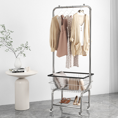 服装店展示架可移动带轮货架落地衣帽架带篮直播间陈列女装挂衣架