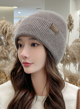 加厚针织毛线帽女冬季保暖加绒套头帽防寒防风包头帽冷帽护耳帽子