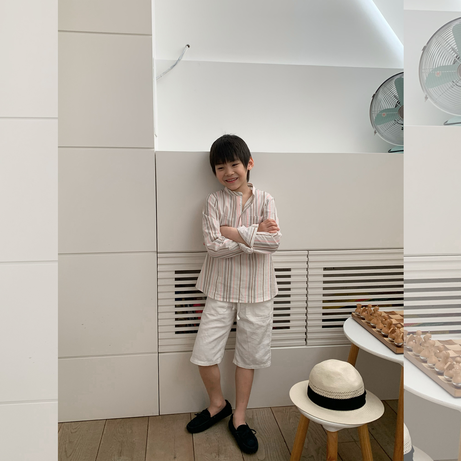 jooca 童装男童进口麻棉薄款清凉感水洗儿童短裤夏季五分裤男童
